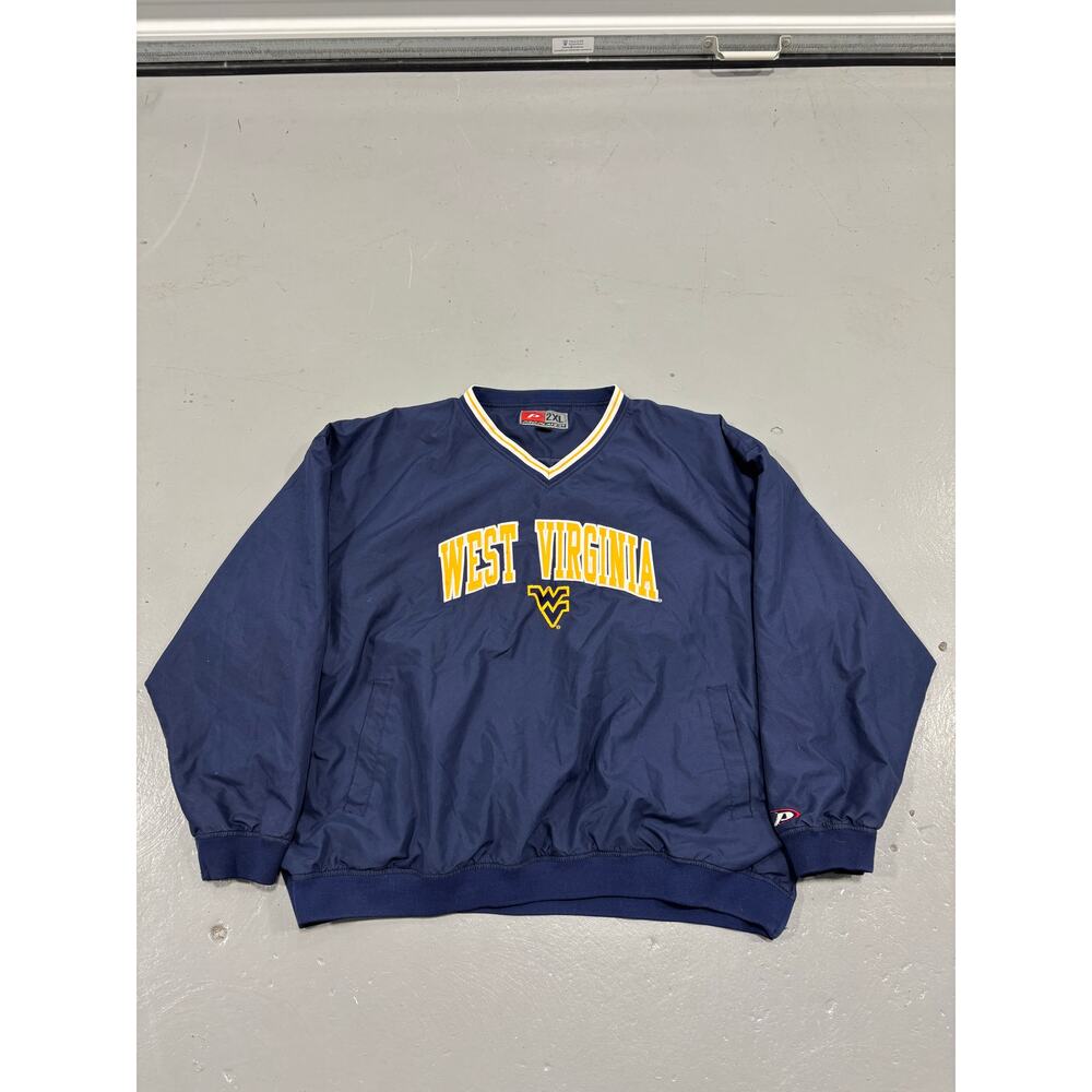 Vintage‎ West Virginia Mountaineers Pro Player Windbreaker Pullover 2XL Navy